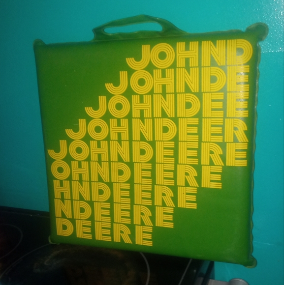 Vintage Stadium Cushion John Deere Green and Yellow Seat Cushion - Picture 1 of 1